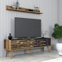 Hanah Home Valensiya 140 Mueble de Televisión Nogal, Negro y Mármol